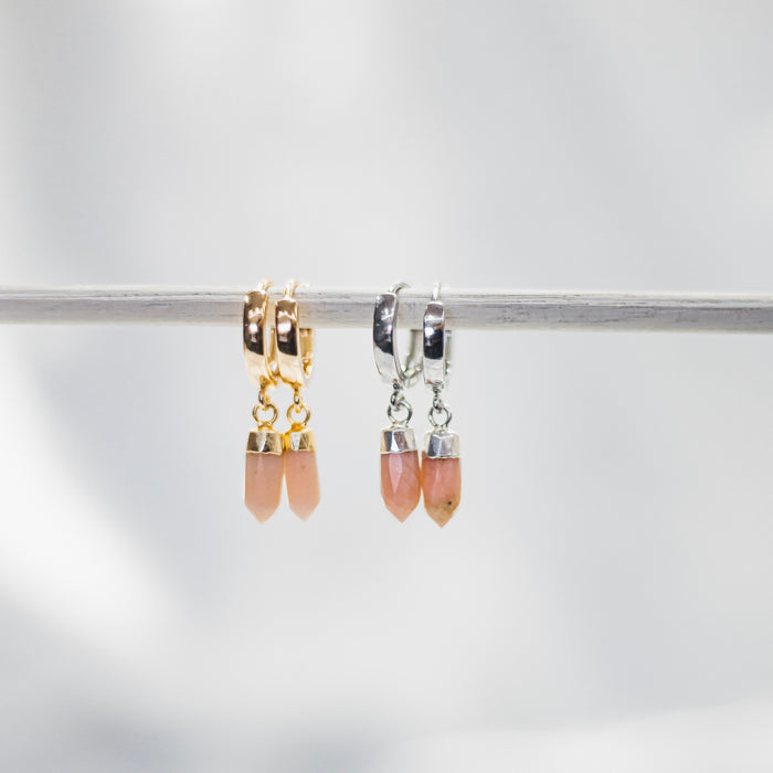 Pink Opal Huggie earrings Gold | Silver