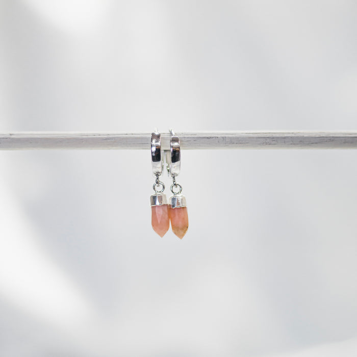 Pink Opal Huggie earrings Gold | Silver