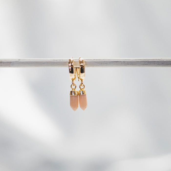 Pink Opal Huggie earrings Gold | Silver