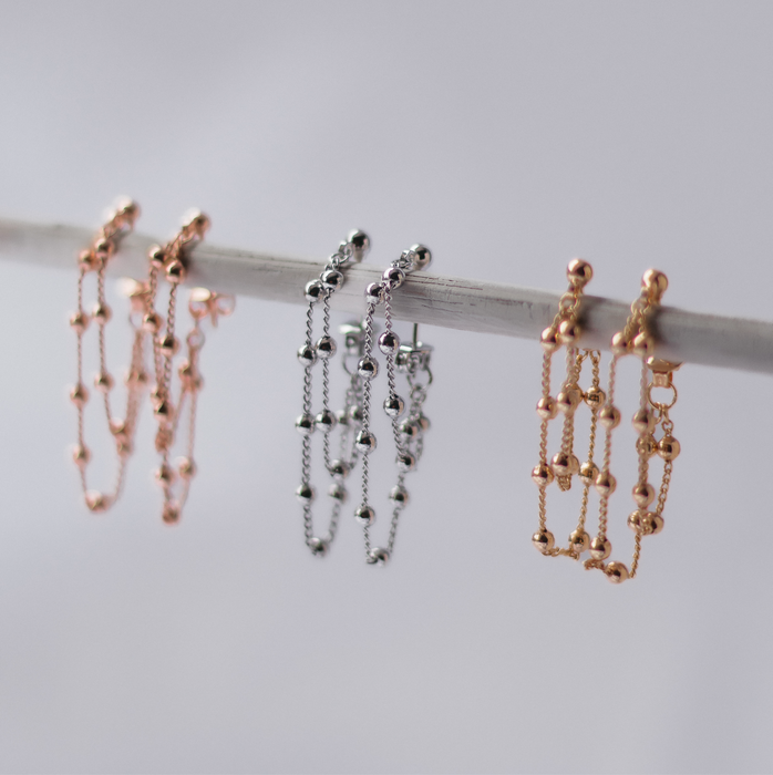 Stellar Chain Earring | Gold, Silver And Rose Gold Drop Earrings