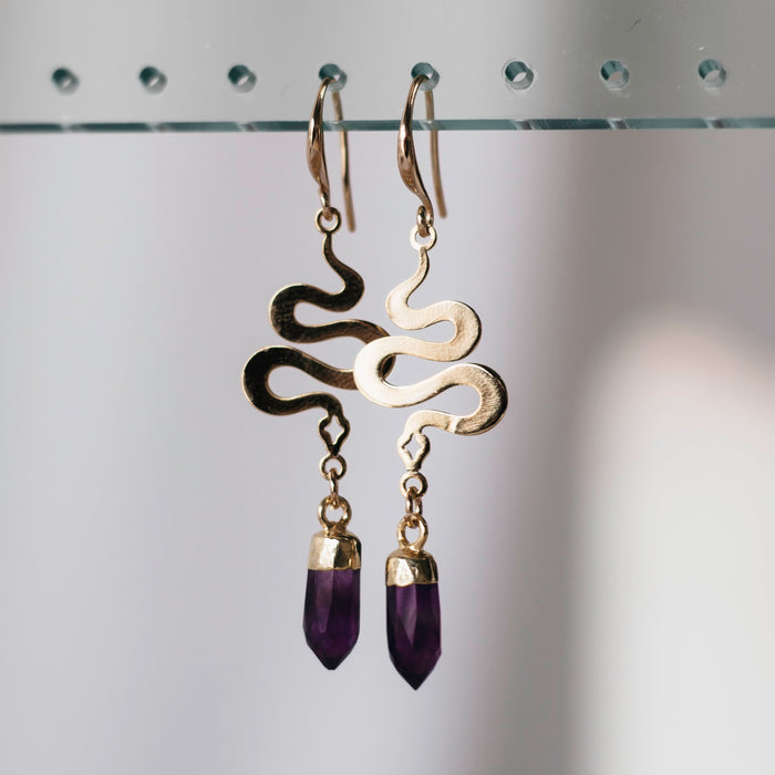 Sadie Amethyst Earrings  |  Gold and Silver