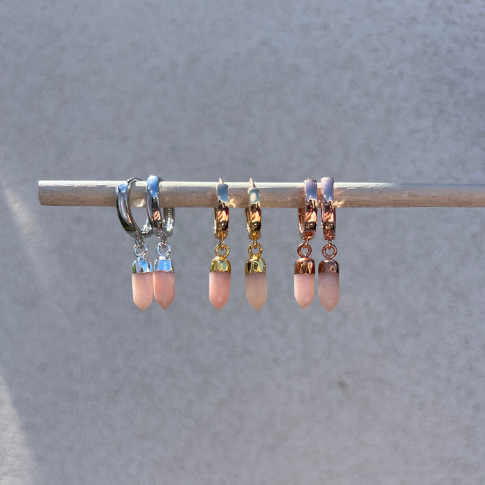 Pink Opal Huggie earrings