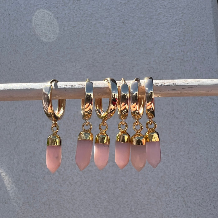 Pink Opal Huggie earrings