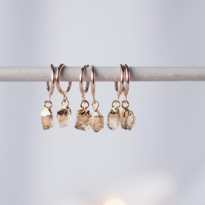 Citrine Sleepers |  Crystal Earrings in Gold, Rose Gold and Sterling Silver