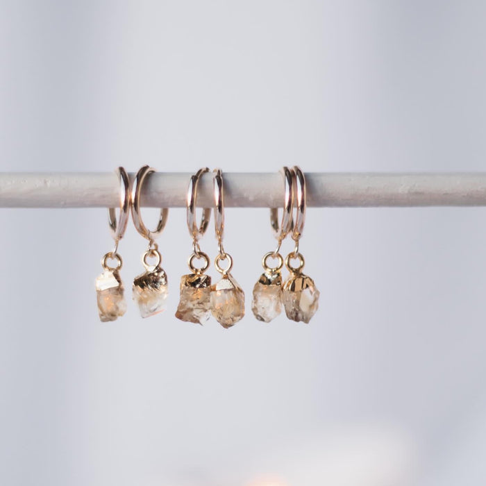 Citrine Sleepers |  Crystal Earrings in Gold, Rose Gold and Sterling Silver