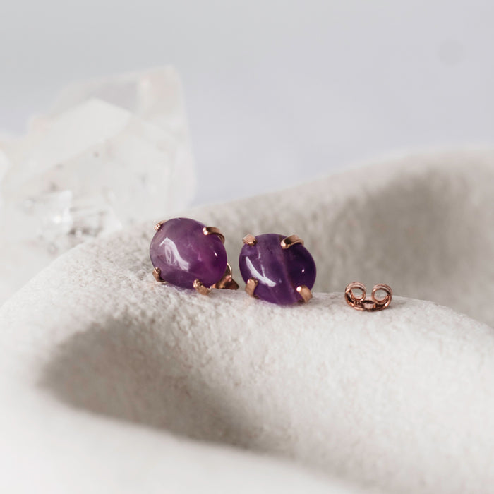 Amethyst Earring Studs  |  Gold, Rose Gold and Silver