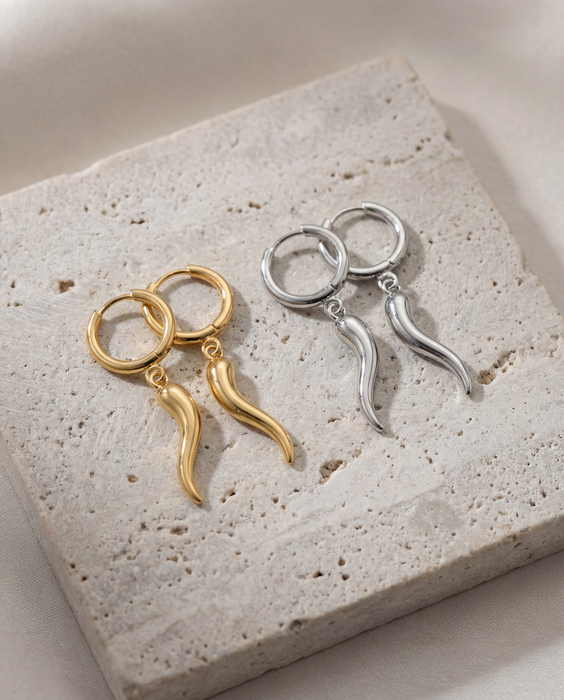 Chilli 🌶️ Cornicello | Sleeper Earrings in Gold and Silver