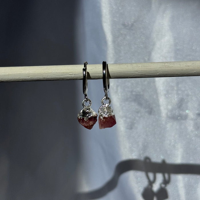 Pink Tourmaline Sleepers | Crystal Earrings in gold and silver