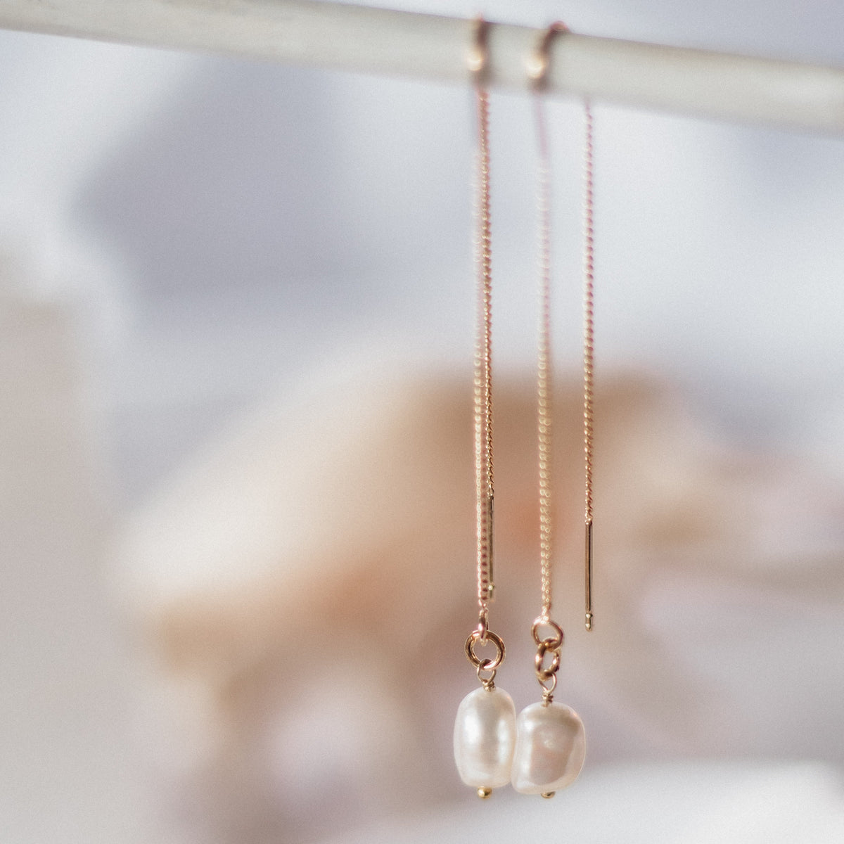 Gold Pearl Drop Earrings