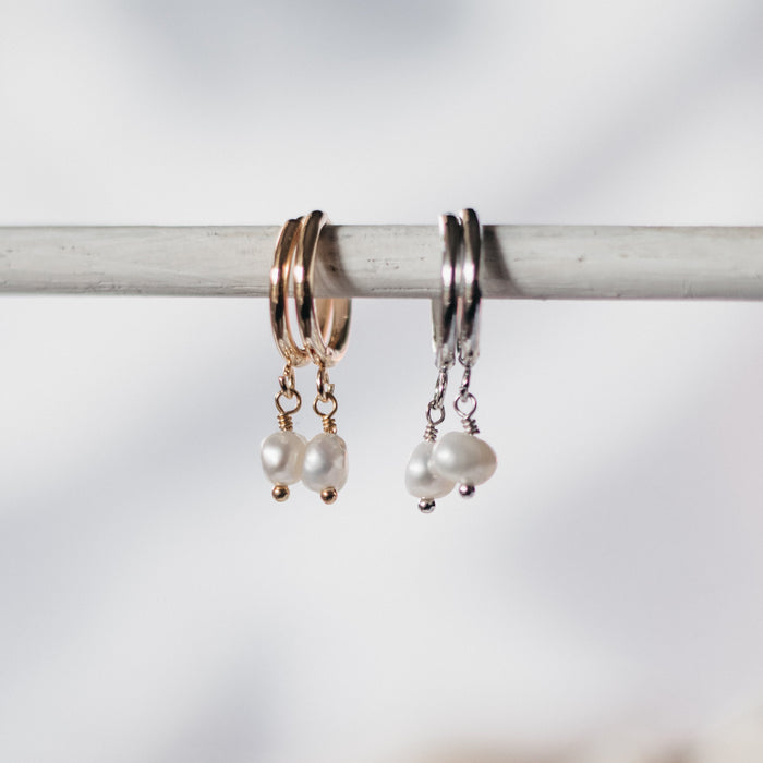 Pearl Sleeper | Gold and Silver pearl earring silver