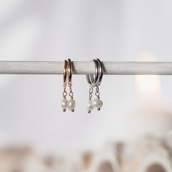 Pearl Sleeper | Gold and Silver pearl earring silver