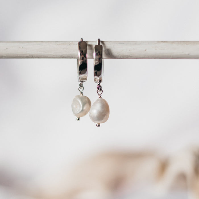 Pearl Huggie | Gold and Silver earring