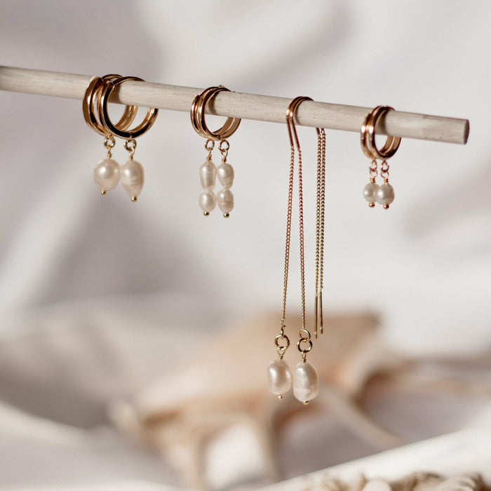 Pearl Huggie | Gold and Silver earring