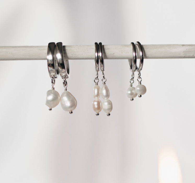 Pearl Sleeper | Gold and Silver pearl earring silver