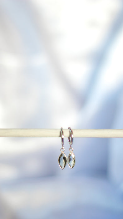 Green Amethyst Sleepers |  Crystal Earrings in Gold and Sterling Silver